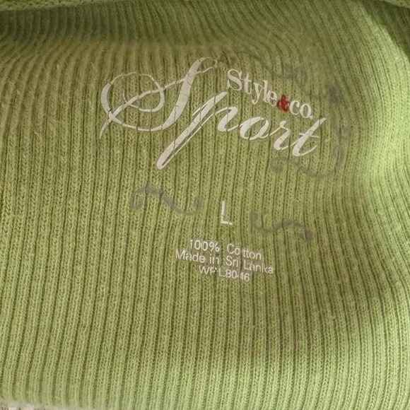 Green Y2K Closet Staple Long Sleeve T Shirt Henley Style And Co Basic Size Large - Picture 4 of 4